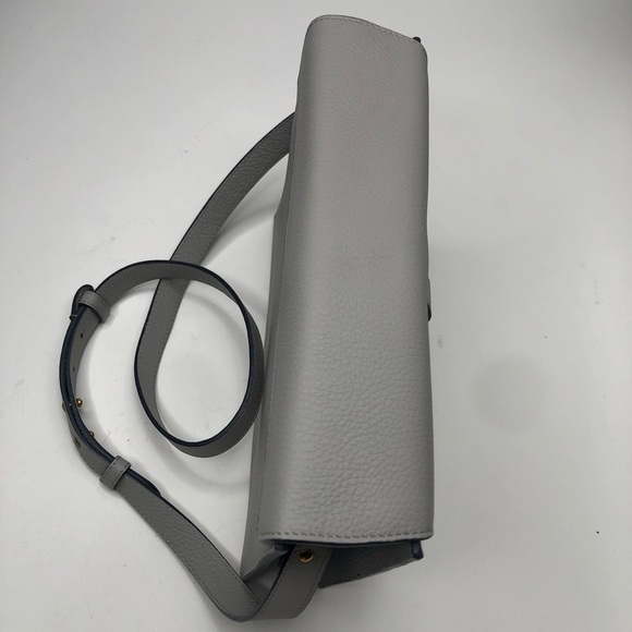 Rare Meli Melo Thela Prep Spex Pebbled Leather Light Stone Grey Shoulder Purse - Picture 10 of 16